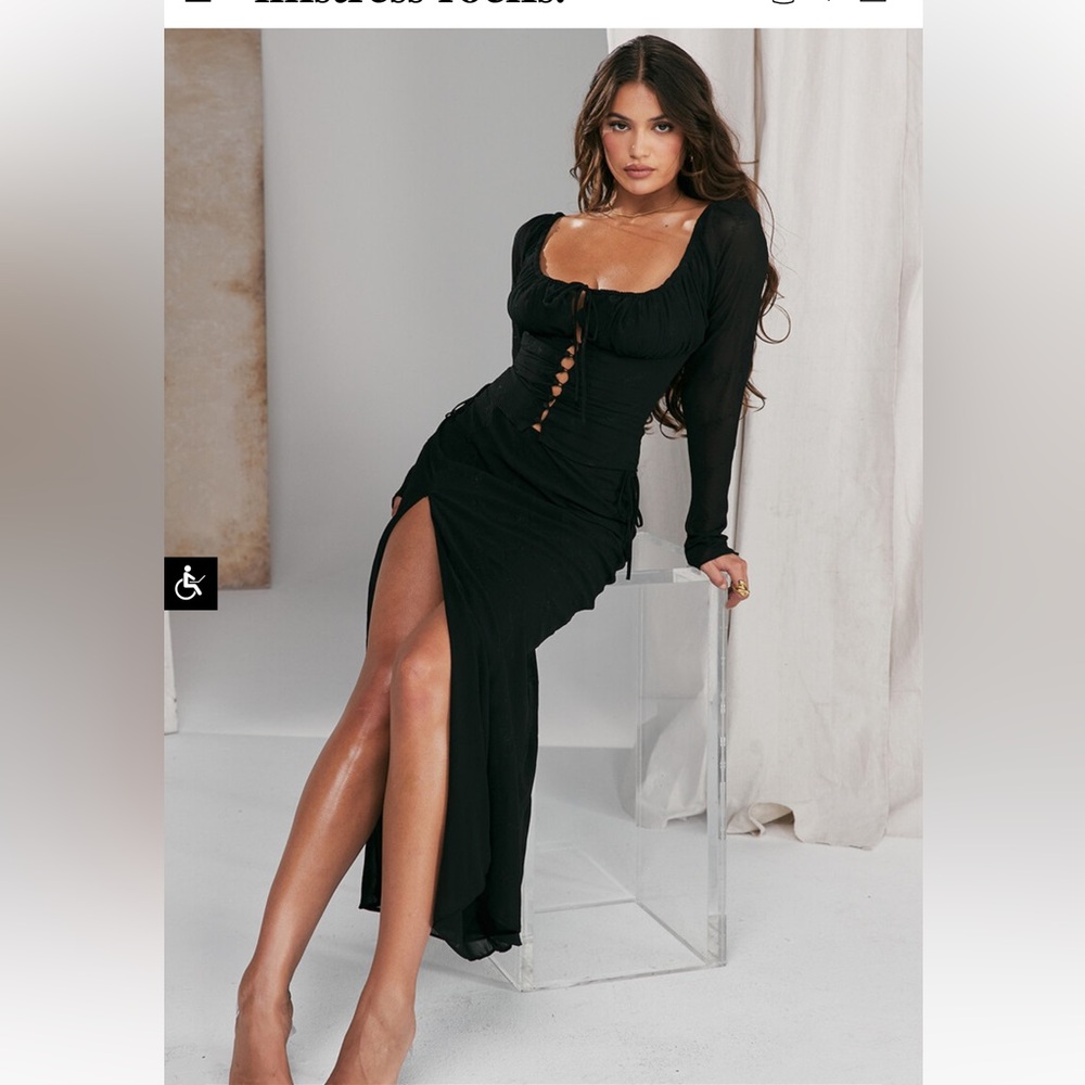 house of cb/mistress rocks black embroidered skirt set